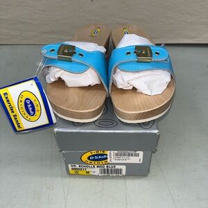 DR SCHOLLS Original Wooden Buckle Slide Mule Sandals NWT